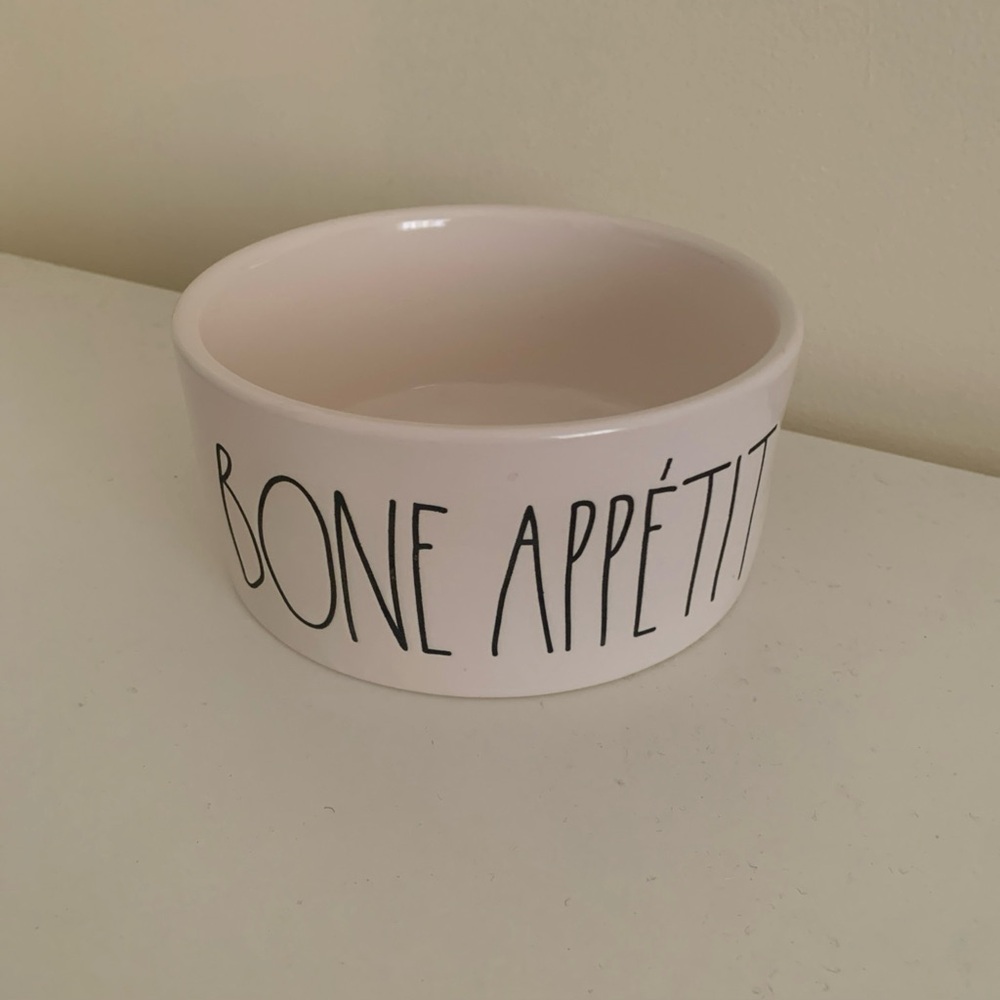 Rae Dunn by Magenta Ivory “BONE APPETIT” 6” Ceramic Dog Pet Food Bowl Artisan